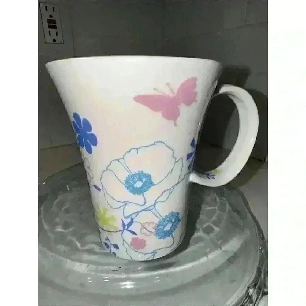 Starbucks Coffee Mug Cup 2006 Flowers Floral 12oz Butterfly Sprng Twisted Handle